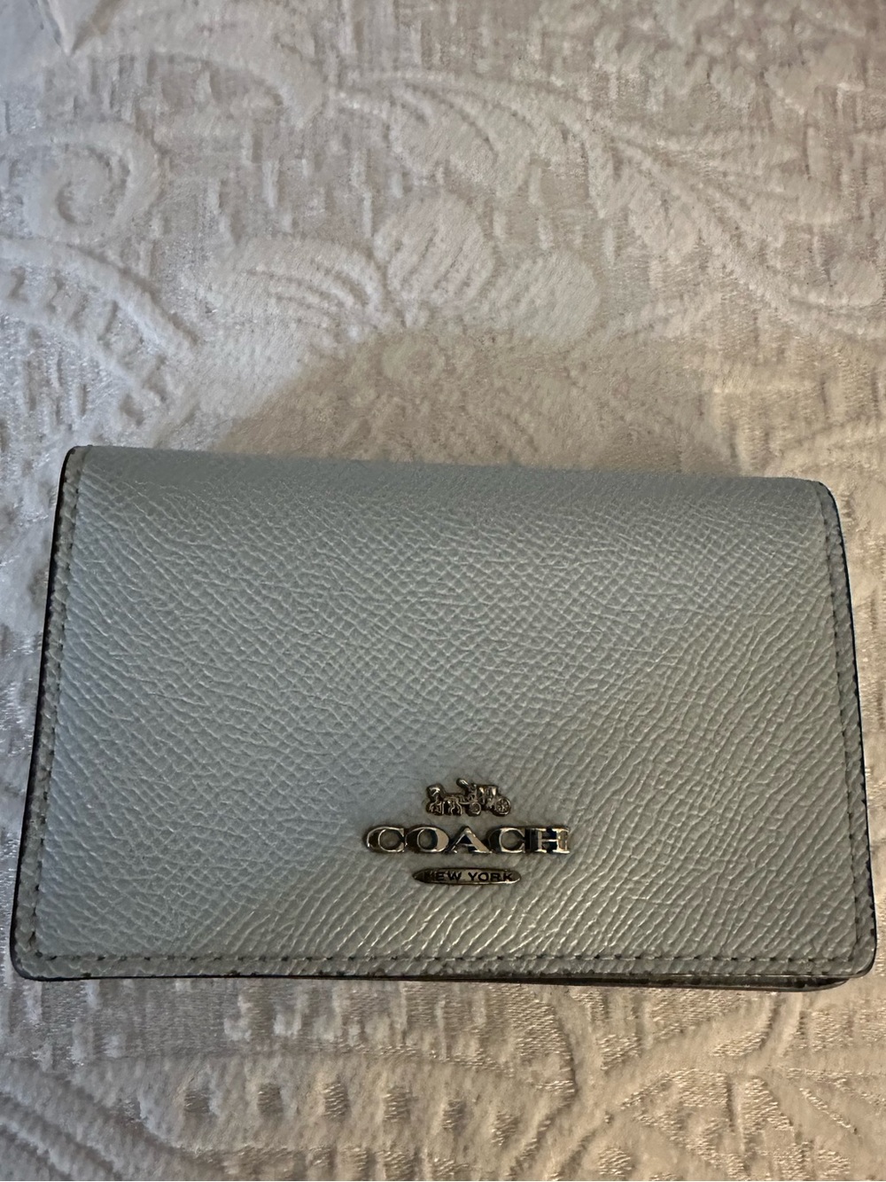 Coach Leather Card Case in Pale Blue